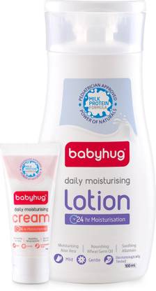Babyhug Milk Protein Formula Daily Full Body and Face Moisturizing Milky Cream Ideal for Newborn Baby'S Delicate Skin - 50 g