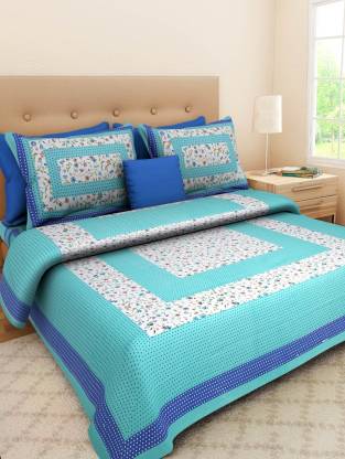 Anupama 140 TC Cotton Double Jaipuri Prints Flat Bedsheet