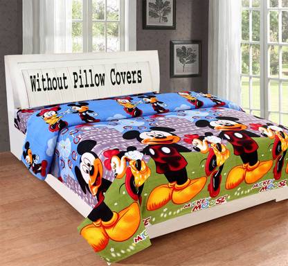 RisingStar 140 TC Microfiber Double 3D Printed Flat Bedsheet  (Pack of 1, Blue)