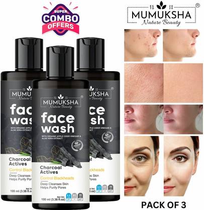 MUMUKSHA Charcoal  | Deep Cleanses Skin | Helps To Purify Pores Men & Women All Skin Types Face Wash  (300 ml)
