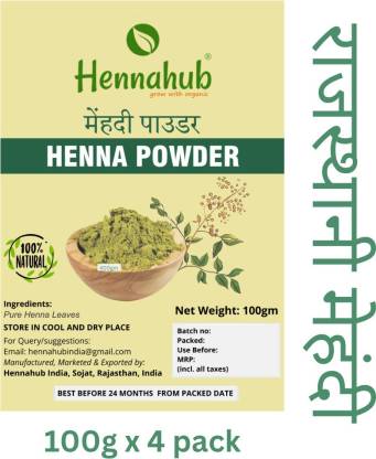 hennahub Natural & Pure Henna powder for hair growth 100g x 4 pack Price in  India - Buy hennahub Natural & Pure Henna powder for hair growth 100g x 4  pack online