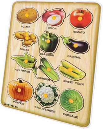 toiphy Wooden Vegetable Puzzle |Vegetable Educational Board with Knobs ...
