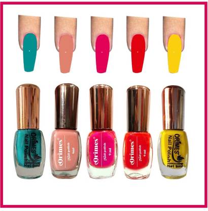 Orimes Nail Polish Of One Coat Lends Great Cover While Second Coat Delivers  An Intense Turqoise, Baby pink, hot pink, Orange, Yellow Price in India -  Buy Orimes Nail Polish Of One