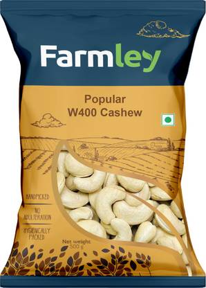 Farmley Popular W400 Raw Kaju Cashews  (500 gx5 2.5kg)