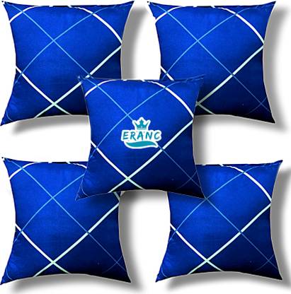 VILLAGERS Polyester Fibre Stripes Cushion Pack of 5  (Blue)