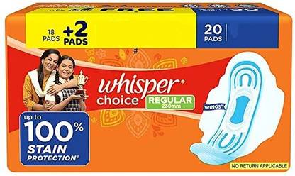 Whisper Choice Regular wings 230 mm – 20 Pads Sanitary Pad