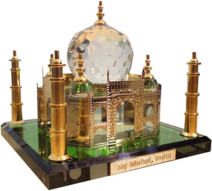 Dharohar The heritage 24K Gold Plated Crystal Taj Mahal Small Decorative Showpiece  –  6 cm  (Crystal, Multicolor)