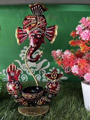 Aayu Lord Ganesha Showpiece For Room & Hall Decorative Showpiece – 29.21 cm  (Metal, Red)