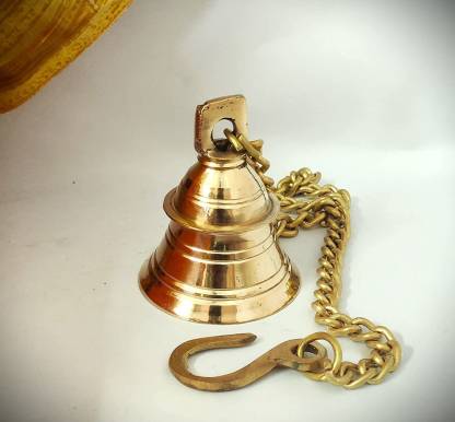 MIRAMAYEE Brass Hanging Puja Bell With Chain For Mandir Home Decor ...