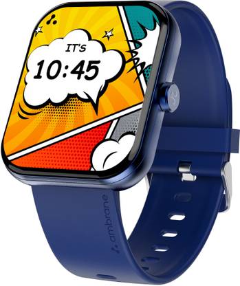 Ambrane Wise Eon Max with 2.01” Lucid display, BT Calling, with customisable watch face Smartwatch  (Blue Strap, Regular)
