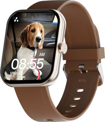 Ambrane Wise Eon Max with 2.01” Lucid display, BT Calling, with customisable watch face Smartwatch  (Brown Strap, Regular)