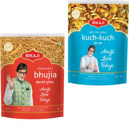 Bikaji BIKANERI BHUJIA AND KUCH -KUCH NAMKEEN(TIKHA)STANDEE PACK 2 KG ...