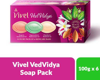 Vivel VedVidya Luxury Pack of Skincare Soaps, Soft Glowing Skin  (6 x 100 g)