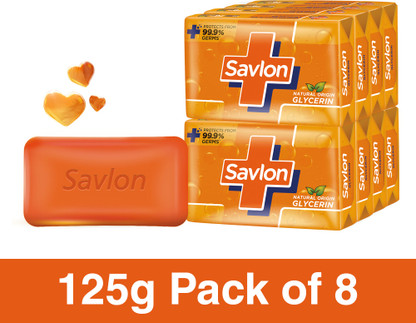 Savlon Glycerin Soap Bar with Protection, Natural Origin Glycerin, 125g Combo Pack