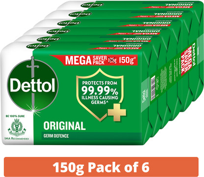 Dettol Original Germ Protection Bathing Soap Bar,Kills 99.99% germs