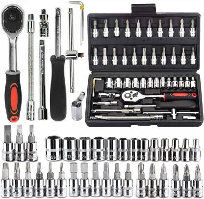 ChinuStyle 46PCS Sockets, Extension Bars, Mechanic Tool Kits