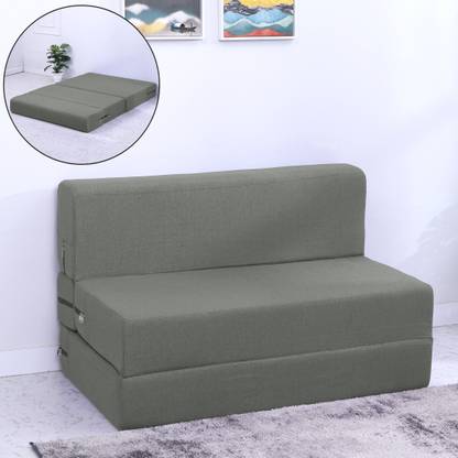 Flipkart Perfect Homes Exotica 72x36x8 inch|Low Floor, Washable Jute Fabric 1 Seater Single Foam Fold Out Sofa Cum Bed  (Finish Color – Light Grey Delivery Condition – DIY(Do-It-Yourself))