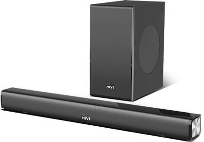 [For HDFC Credit Card] Mivi Fort S200 soundbar with wired subwoofer, Made in India 200 W Bluetooth Soundbar  (Black, 2.1 Channel)