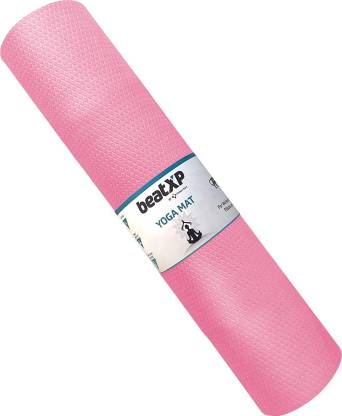 beatXP Yoga Mat For Men & Women | Fitness Mat For Home & Gym Workout |Anti Skid | Pink 4 mm Yoga Mat
