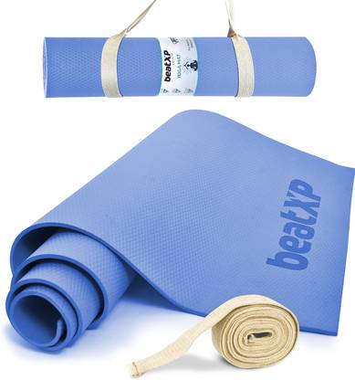 beatXP Yoga Mat For Men & Women | Fitness Mat For Home & Gym Workout |Anti Skid | Blue 4 mm Yoga Mat