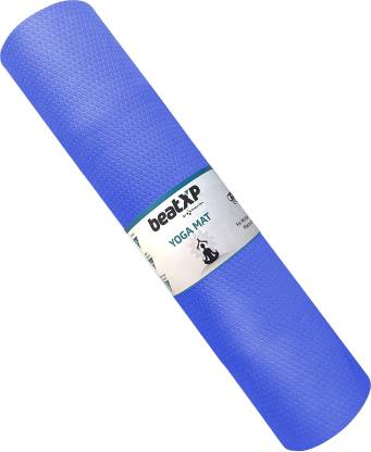 beatXP Yoga Mat For Men & Women | Fitness Mat For Home & Gym Workout |Anti Skid | Blue 4 mm Yoga Mat