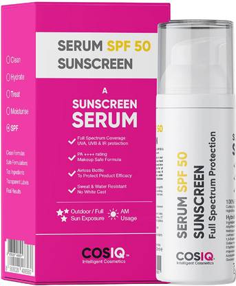 Cos-IQ SunProtect SPF-50 Outdoor Sunscreen Serum SPF 50 PA+++ 30ml | Only 2 Drops Full Coverage | Skin Safe, Matte Finish, Oil Free, Water Resistant, Broad Spectrum – SPF 50 PA++++  (30 g)