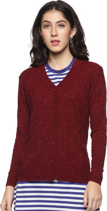 Solid V Neck Casual Women Acrylic Blend 