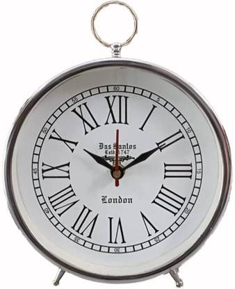 NORVILLE Analog Silver Table Clock For Study Table, Officer desk, Home ...