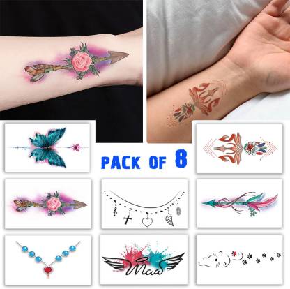 Temporary Tattoowala Temporary Tattoowala New Design Tattoo Combo Temporary  Tattoo Pack of 8 - Price in India, Buy Temporary Tattoowala Temporary  Tattoowala New Design Tattoo Combo Temporary Tattoo Pack of 8 Online