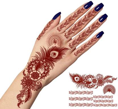 voorkoms Feather with Peacock Mehndi Tattoo Design Henna Temporary Tattoo  For Women - Price in India, Buy voorkoms Feather with Peacock Mehndi Tattoo  Design Henna Temporary Tattoo For Women Online In India,