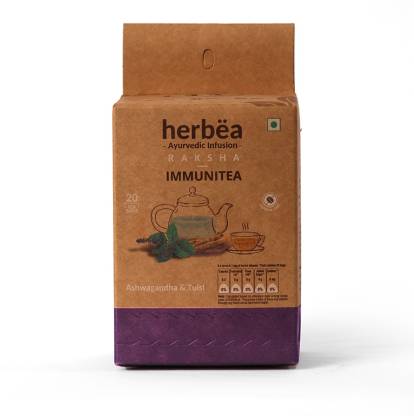 Herbea IMMUNITEA Tulsi Herbal Infusion Tea Bags Box