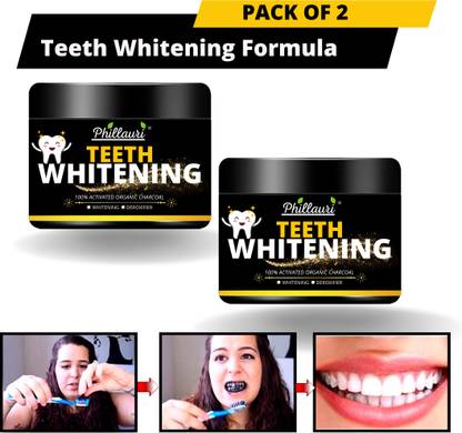 Phillauri Natural Activated Charcoal Teeth Whitening Powder- Teeth Whitening Kit Teeth Whitening Kit