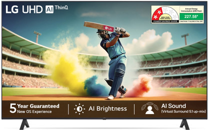 LG UR75 139 cm (55 inch) Ultra HD (4K) LED Smart WebOS TV 2025 Edition with Alpha5 AI Processor 4K Gen6 | 100+ Free Channels | AI Brightness | 4K Upscaling | 60 Hz Refresh Rate | Magic Remote Capability | 5-Year Guaranteed New OS Experience
