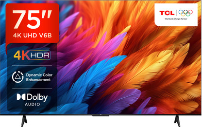 TCL V6B 189 cm (75 inch) Ultra HD (4K) LED Smart Google TV with 24W Audio and Metallic Bezel-Less