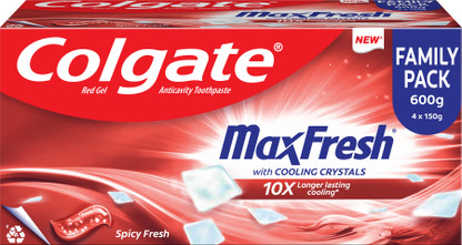 Colgate MaxFresh Toothpaste, Red Gel Paste with Menthol - Spicy Fresh (Combo Pack) Toothpaste