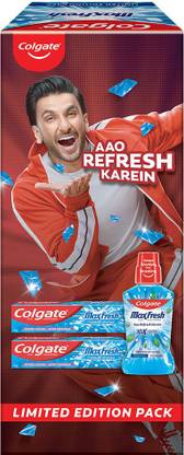 Colgate MaxFresh Blue Gel Toothpaste – 150g x 2 & Plax Peppermint Mouthwash – 500ml Toothpaste  (3)