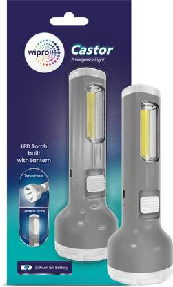 Wipro Castor multifunctional rechargeable torch & lantern with backup of upto 5 hrs Torch Emergency Light  (Grey)