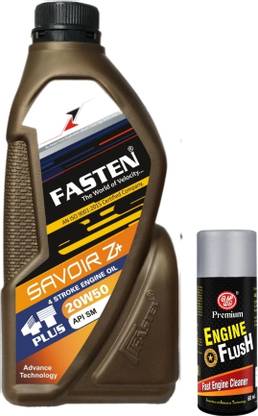 Fasten Combo of 20w-50 4T Bike’s Engine Oil + UE Engine Flush 60ml : For Bikes above 150cc Synthetic Blend Engine Oil  (1.2 L, Pack of 2)