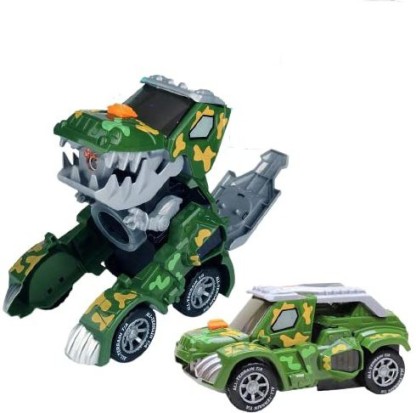Red Dinosaur Transformer Toy for Kids Transforming Dinosaur LED Car with Light and Music 2 in 1 Automatic Dinosaur Transform Car Toy Transforming Dinosaur Car Toys 