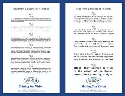 Shining sun Vision Eye Chart Near Vision Reading Test Plastic Quoted 
