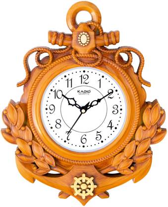 Kadio Analog 28 cm X 23 cm Wall Clock Brown With Glass Standard