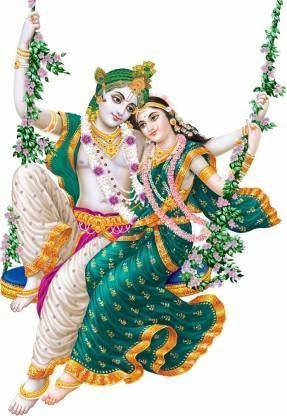 Picniva Jhula Swari Radha Krishna Wall Sticker For Pooja Ghar God's ...