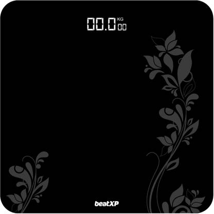 beatXP Gravity Flora Digital Weight Machine with Thick Tempered Glass & LCD Display Weighing Scale  (Grey & Black)