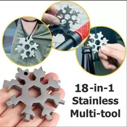  18 IN 1 Snowflake Shaped Multi Tool Keychain