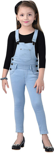 D-BIRD Dungaree For Girls Casual Solid 