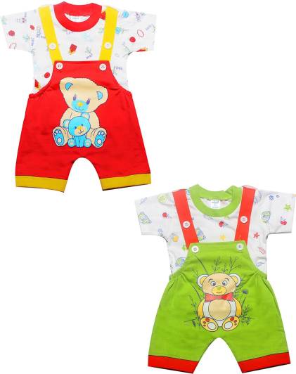 INFANT Dungaree For Baby Boys & Baby Girls Casual Printed Pure Cotton
