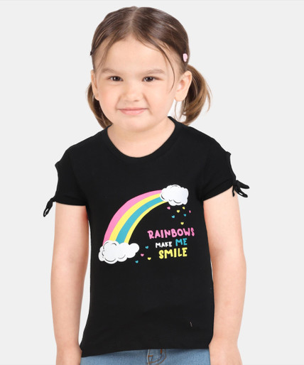 Girls Printed Pure Cotton T Shirt 
