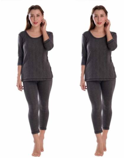 JAIRY SHOP women 3/4th sleeve thermal top and bottom thermal set for women (pack of 2) Women Top - Pyjama Set Thermal