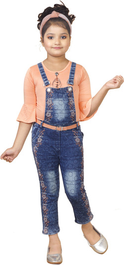 Girls Party Embroidered Denim Blend 