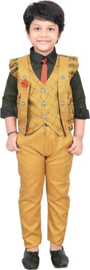 KIDZWING Boys Festive & Party Shirt, Waistcoat and Pant Set
